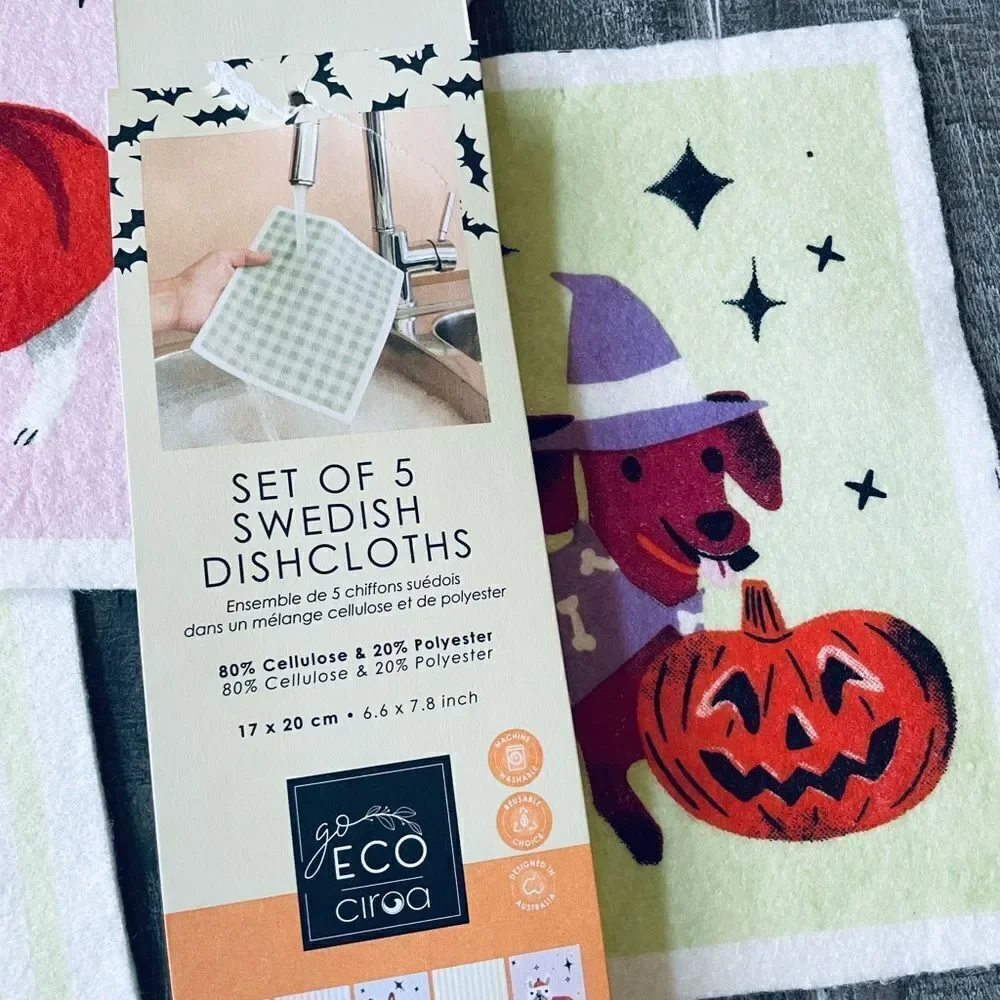 Swedish Dishcloths Set Halloween Dogs